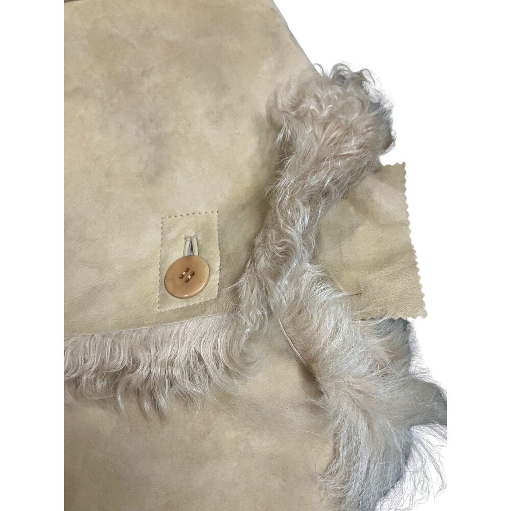 Sundance Suede Shearling Coat Beige Bohemian Button Front Size XL - Picture 8 of 14